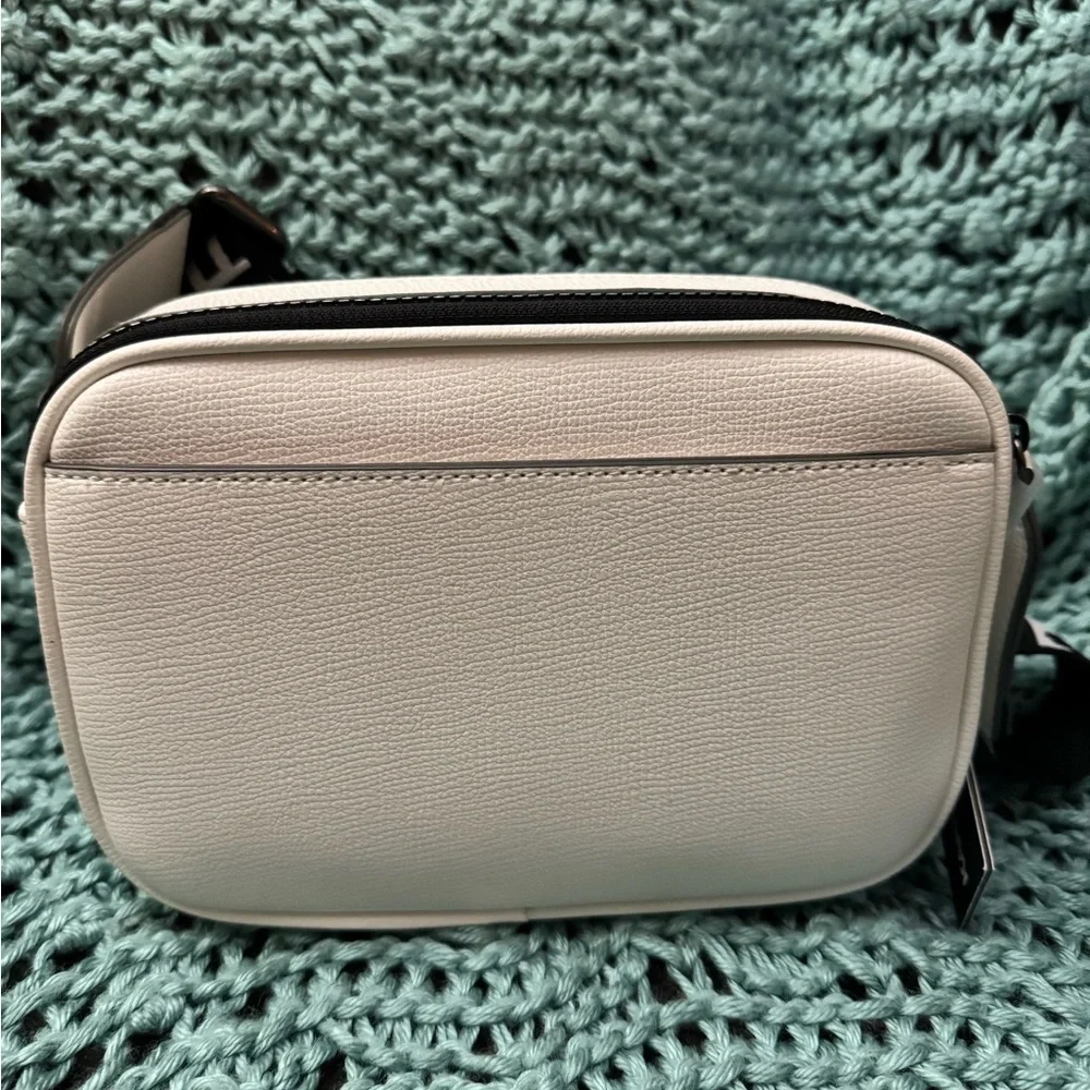 Karl Lagerfeld White Camera Bag with Iridescent White Bluish Detail